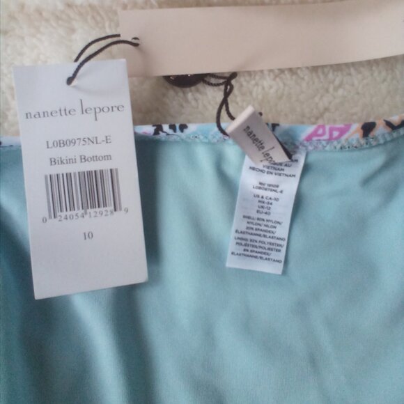 💦Nannette Lapore 2PC Swimsuit Bikini Blue/Pink Size: 10 NWT - Picture 7 of 8